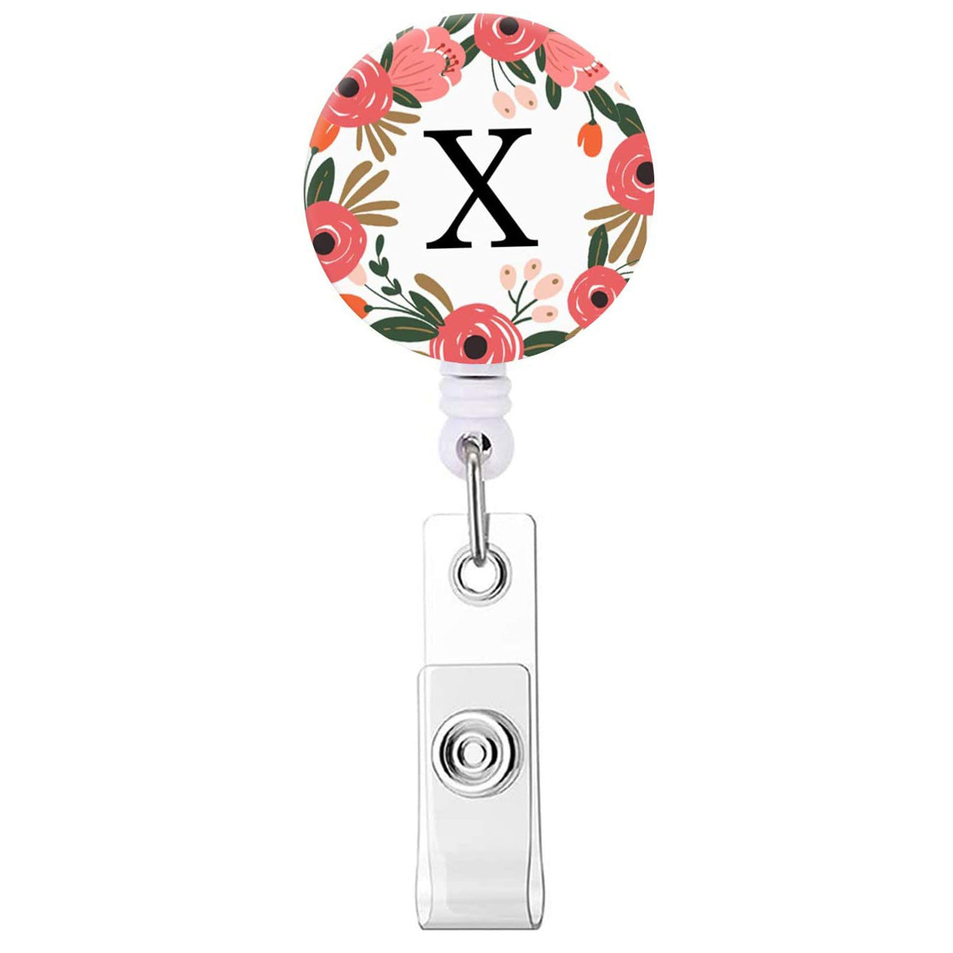 Wholesale English letter glue flower telescopic rotating easy to pull keychain